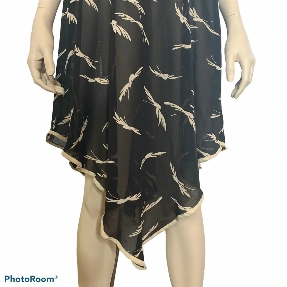 Vintage black white scarf hem ruffle neck dress - Picture 7 of 10